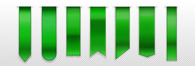 Green bookmarks ribbon banner 3d vector mockup