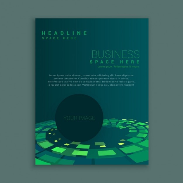 Free vector green brochure with technological style