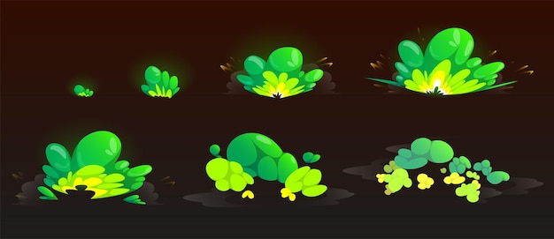 Free vector green burst sprites for game or animation