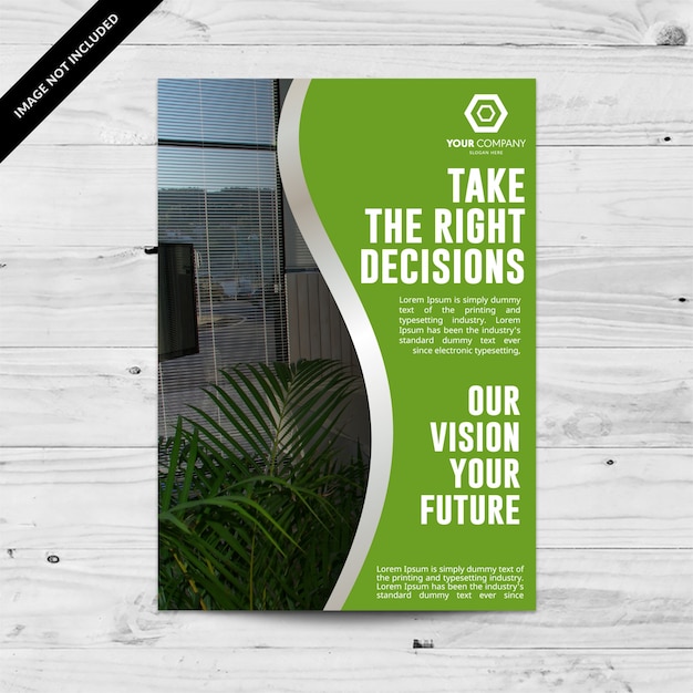 Green business brochure with silver details