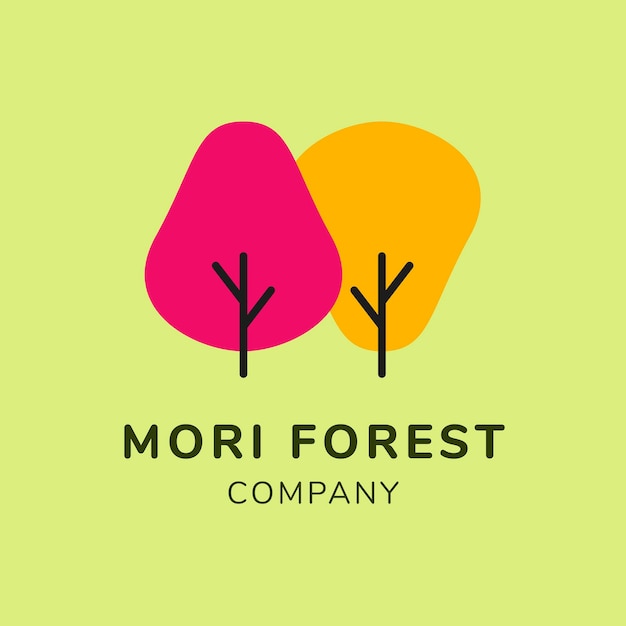 Green business logo template, branding design vector, mori forest text