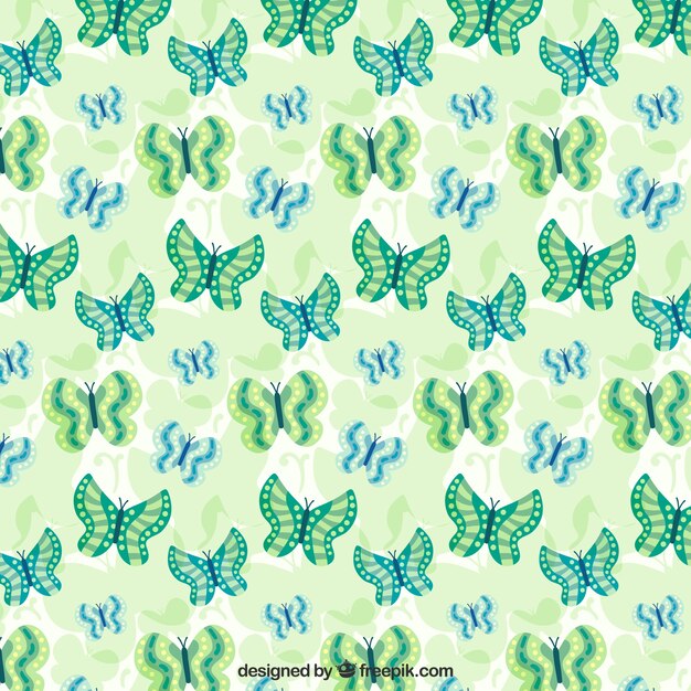 Green butterflies decorative pattern of different sizes