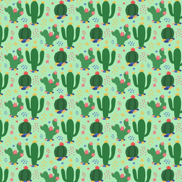 緑のサボテンの植物パターン