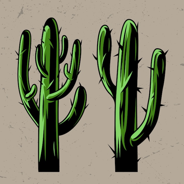 Free vector green cactus plants concept