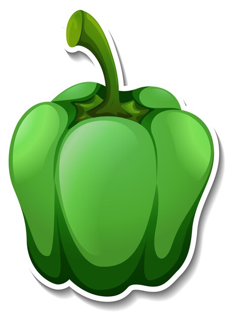 Green capsicum sticker on white background