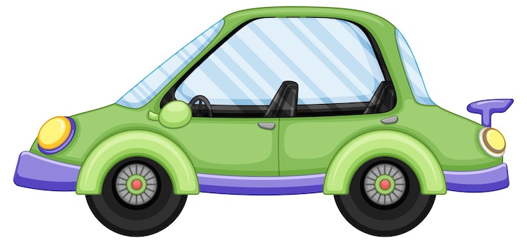 Free Vector a green car in cartoon style