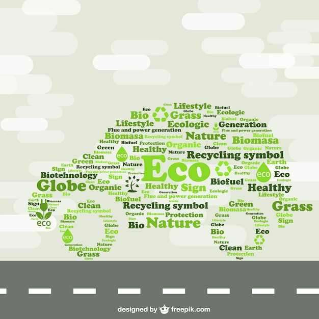 Бесплатное векторное изображение Зеленый автомобиль экология концепции иллюстрации