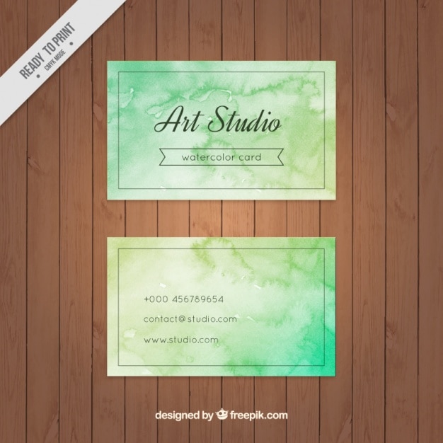 Free vector green card watercolor art studio