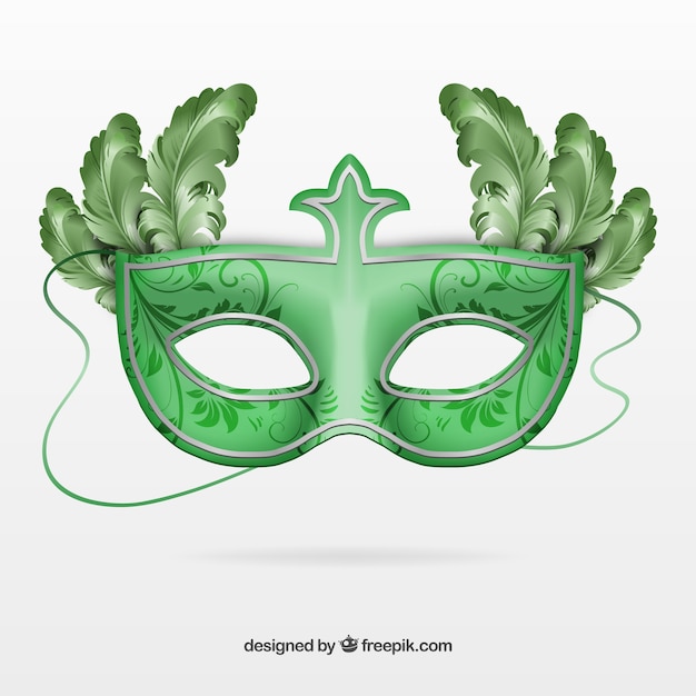Green carnival mask with swirly decoration