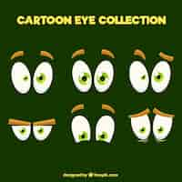 Free vector green cartoon eyes set