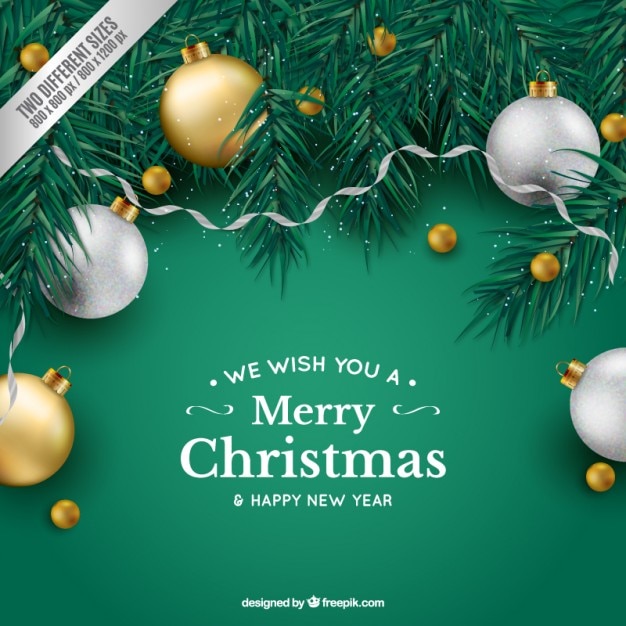 Free Vector | Green christmas background with baubles