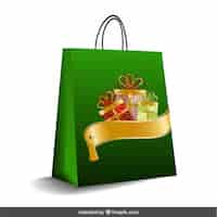 Free vector green christmas bag