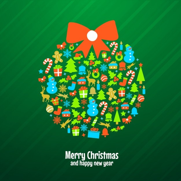 Free vector green christmas ball background made of ornaments