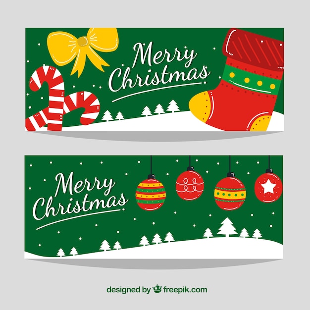 Green christmas banner