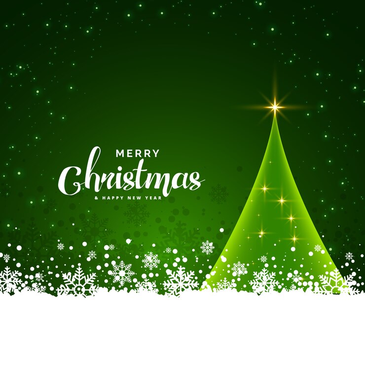Free Vector green christmas card design with snowflakes background