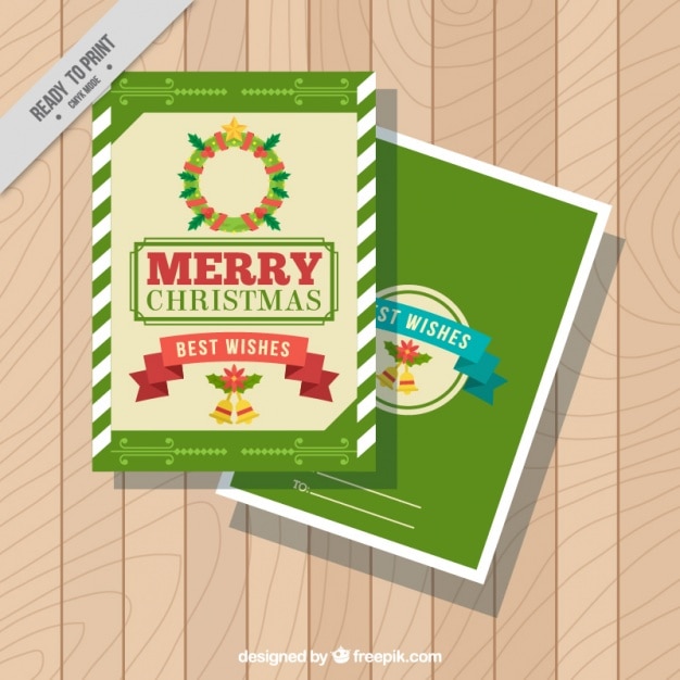 Green christmas cards in retro style