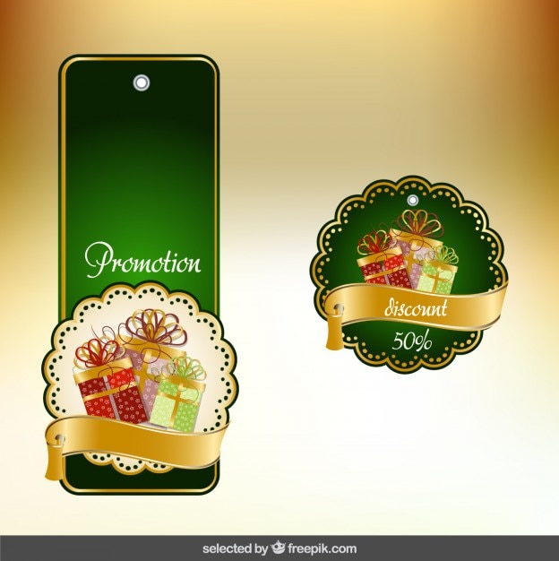 Free vector green christmas labels set