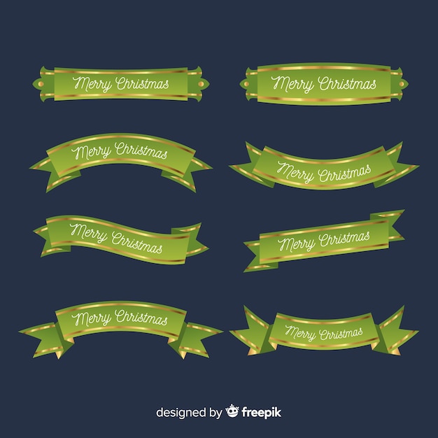 Vector Templates: Green Christmas Ribbons Set – Free Vector for Download