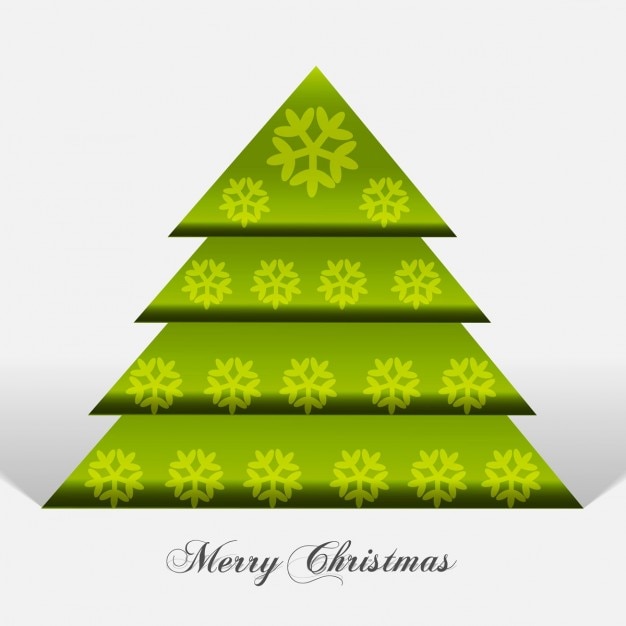 Free vector green christmas tree with snowflakes