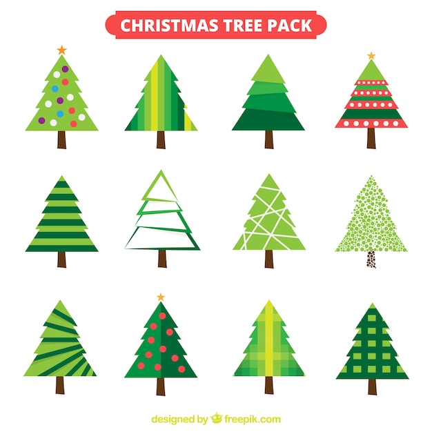 Green christmas trees pack