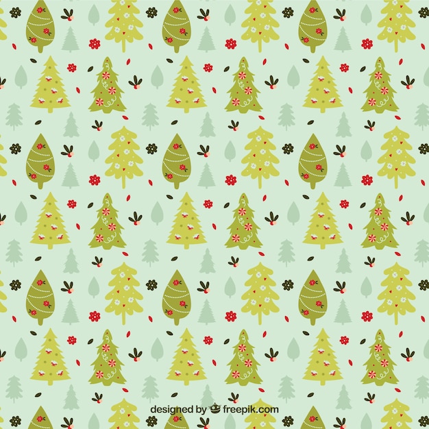 Free vector green christmas trees pattern