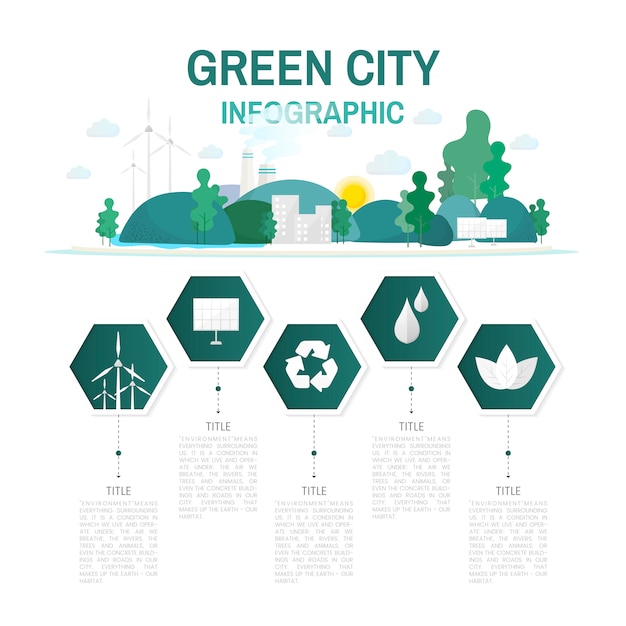 Vettore gratuito vettore ambientale infographic di conservazione della città verde