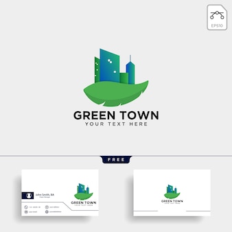 Green city logo and business card template