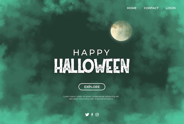 Free vector green clouds and moon banner for haloween