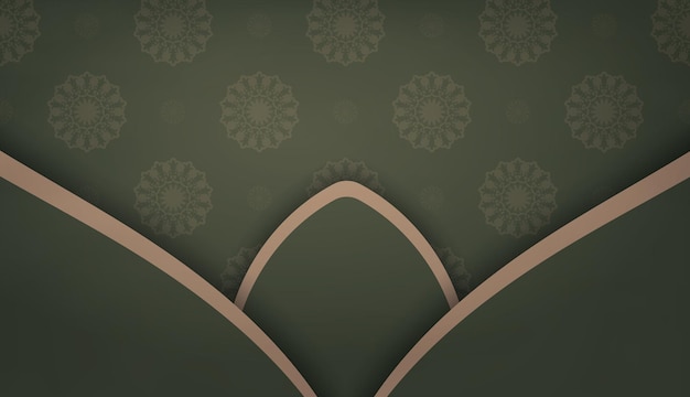 Green color banner template with luxurious brown pattern for design under your text