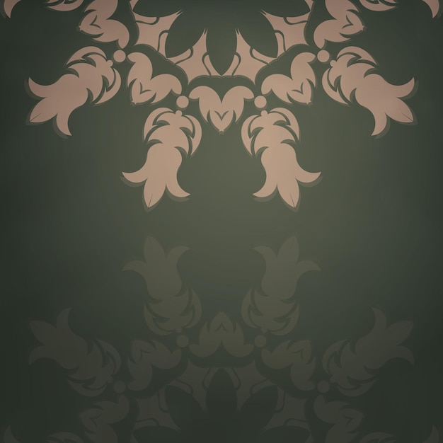 あなたのデザインのための抽象的な茶色のパターンを持つ緑色のパンフレットテンプレート。 Premiumベクター