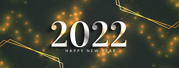 Green color happy new year 2022 glitters banner design vector