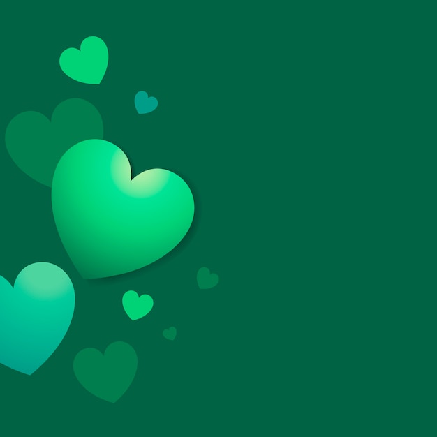 Green colored hearts background vector