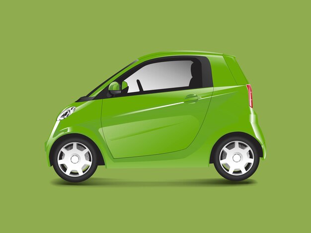 Green compact hybrid car vector