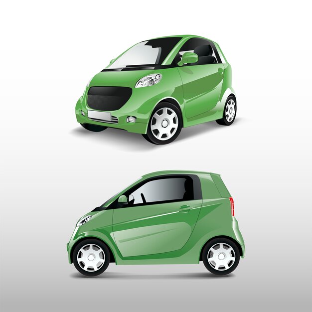 Зеленый компактный гибридный автомобиль вектор