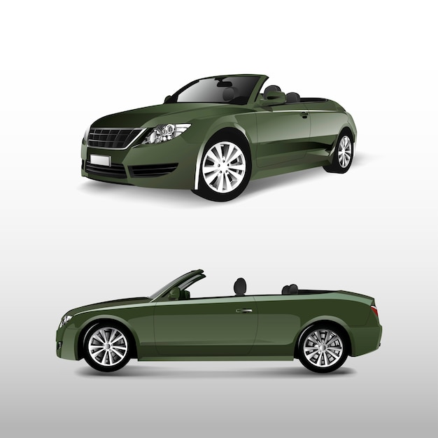 Green convertible car isolated on white vector