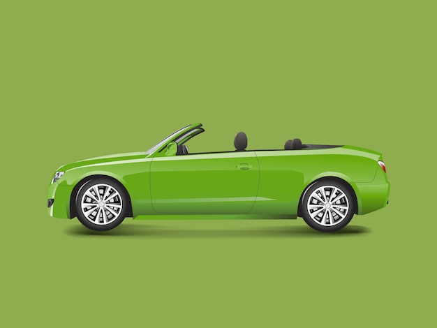 Green convertible in a green background vector