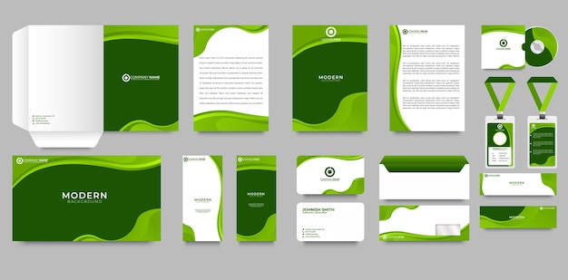 Green corporate identity design template