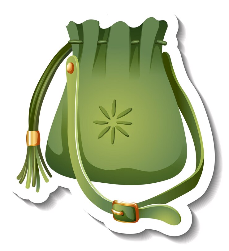 Free Vector green crossbody bag sticker on white background