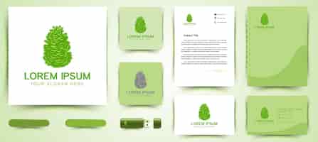 Бесплатное векторное изображение Зеленый кипарис логотип и шаблон бизнес-брендинга designs inspiration isolated on white background