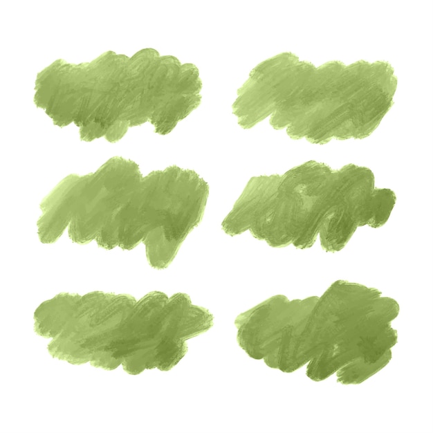 Free vector green decorative watercolor brush stroke set background