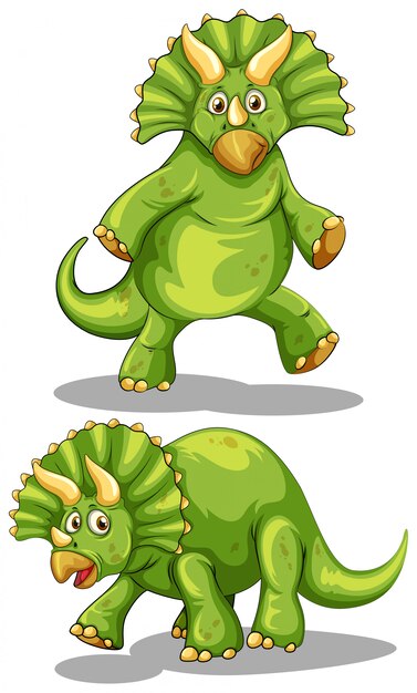 Green dinosaur with sharp horns