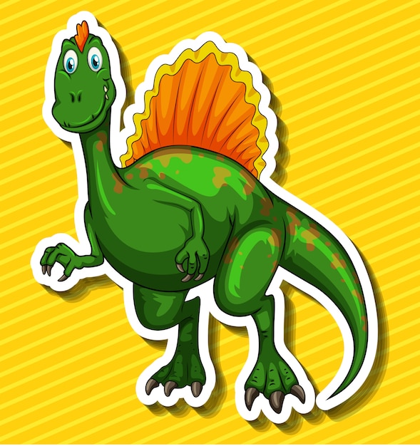 Green dinosaur on yellow 