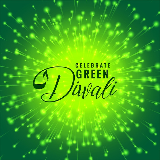 Free vector green diwali firework celebration concept illustration