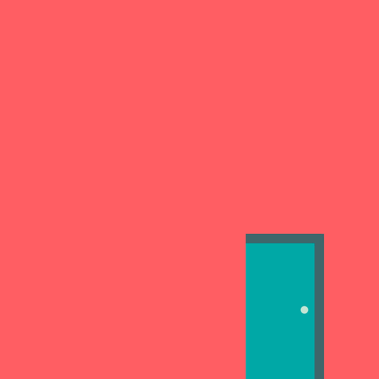 Free Vector green door on a pink minimal wall vector