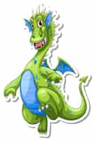 Free vector green dragon cartoon character sticker