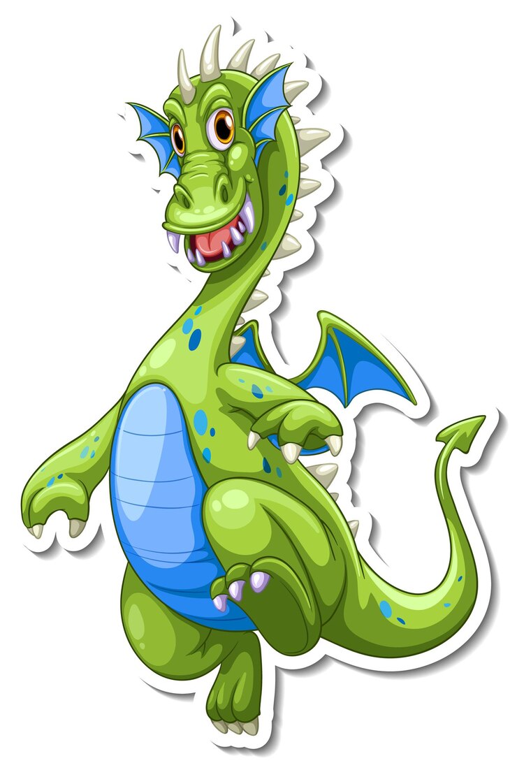 Free Vector green dragon cartoon character sticker