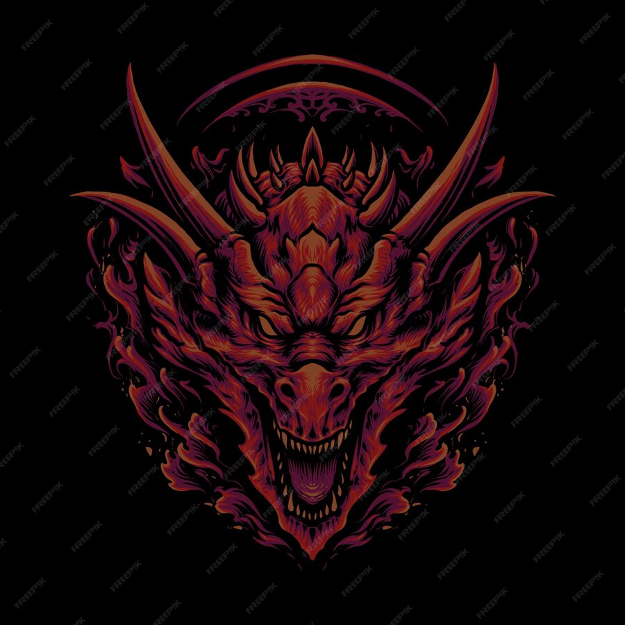 Premium Vector | The green dragon head illustration