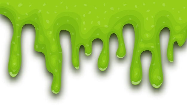 Green dripping liquid slime on white background. vector illustration
