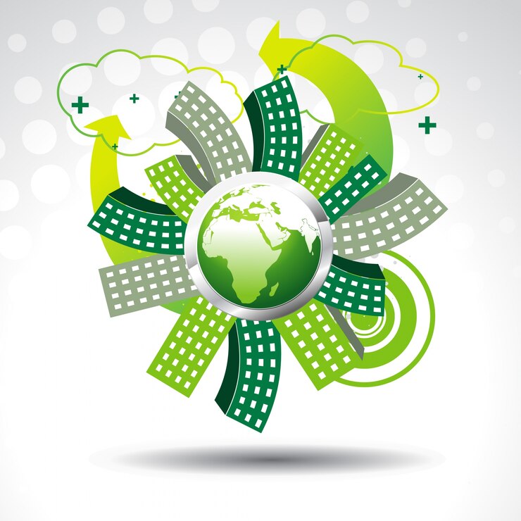 मुफ़्त वेक्टर green earth with buildings