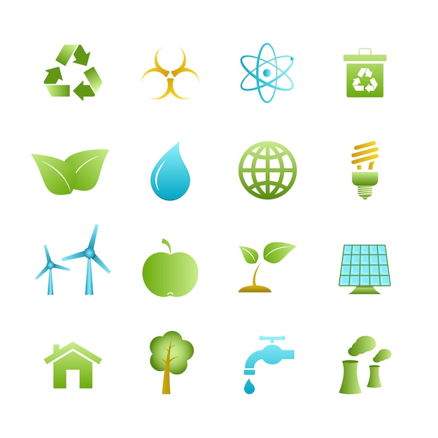 Free Vector green eco icons set